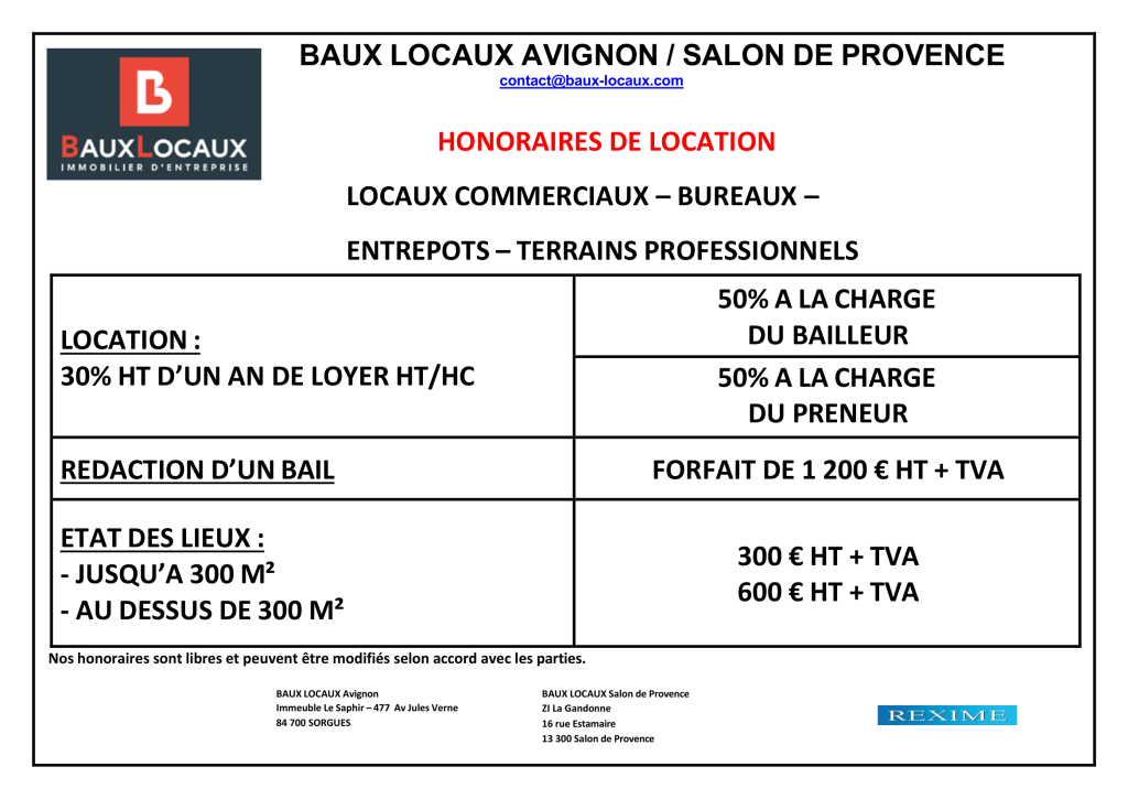 HONORAIRES LOCATION AVIGNON BL 1